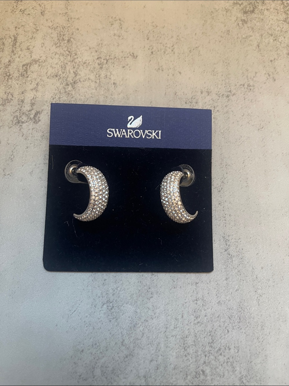 Swarovski Palace Crystal Crescent Moon Hoop Earrings